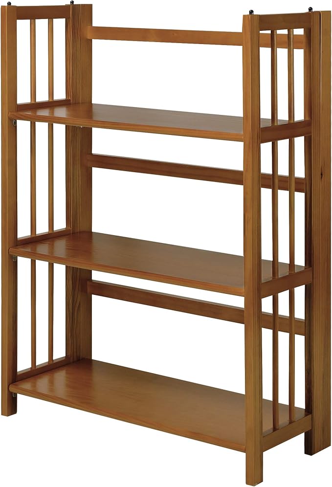 Casual Home 3-Shelf Stackable 27.5" Wide-Chestnut fold Bookcase