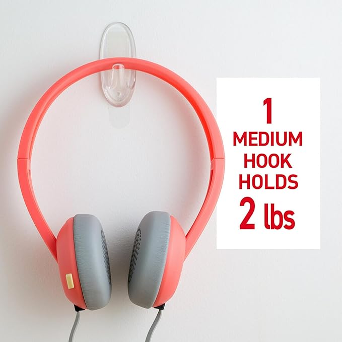 Command Clear Medium Hooks, 14 Hooks, 24 Strips - Easy to Open Packaging, Organize Damage-Free