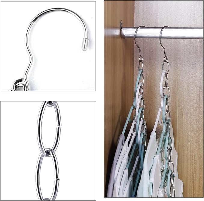 LERTREE 50cm Space Saving Hanger Chains Stainless Steel Closet Hanger Organizer Magic Chains for Home and Office (4)