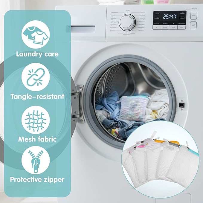 5 Pcs Small Mesh Laundry Bag Mini Lingerie Bags 5.5 x 4.7 Inch for Washing Delicates With Zipper for Socks, Bra, Underwear, Travel Clothing Storage