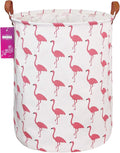 Laundry Hamper Large Canvas Fabric Lightweight Storage Basket/Toy Organizer/Dirty Clothes Collapsible Waterproof for College Dorms, Boys and Girls Bedroom,Bathroom(Flamingos)