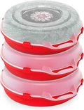 HOMZ 3-Pack 24 Inch Seasonal Holiday Clear Plastic Wreath Storage Containers, Red – Stackable Decoration Organizer Bins with Lids and Handles for Christmas Wreaths and Garlands