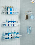 GVY Shower Caddy 5 Pack, Adhesive Shower Organizer Bathroom Shelves,Rustproof Bathroom Organizers and Storage for Home Decor, No Drilling Shower Shelves for Apartment Essentials