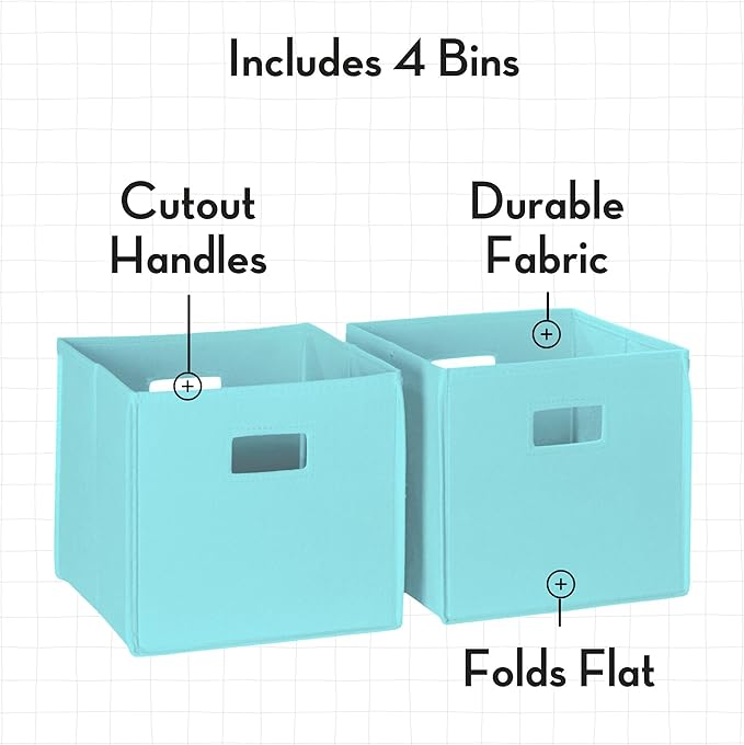 RiverRidge Folding Storage Bins with Handles Aqua Cube Storage Organizer for Closet, Bedroom & Playroom - Closet Organizers and Storage Set of 4