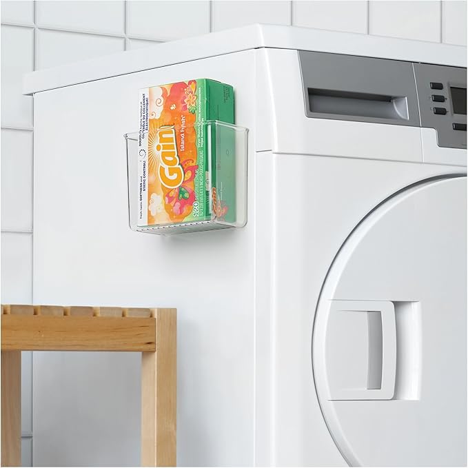 iDesign Adhesive Organizer Bin - Damage-Free Hanging for Kitchen, Bathroom, or Office - Set of 2 - Clear
