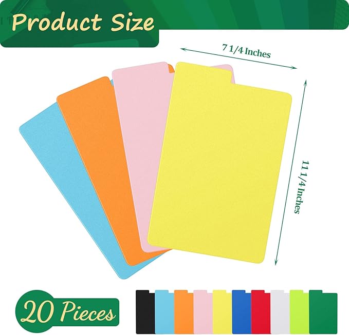 Lewtemi Comic Book Dividers Multicolor Frosted Card Separator with Tabs Large Plastic Comic Book Dividers for Comic Book Storage Boxes, 10 Assorted Colors, 7.25 x 11.25 Inch(20 Pcs)