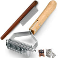 Wooden pet grooming rake - Mats and Tangles Removal Tool Undercoat Rake for dogs & Cats | Suitable for thick and Long Hair Grooming Brush & Deshedder Comb Reduces Shedding 97%