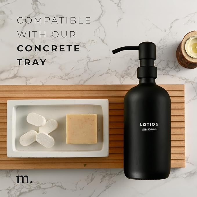 MaisoNovo Soap Dispenser 2-Piece Set | 16.9oz Black Bottles with Black Plastic Pumps