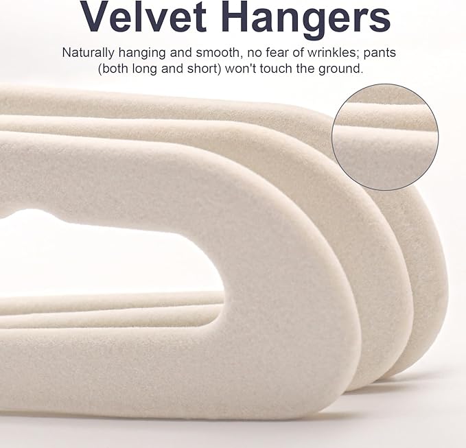 Velvet Pants Hangers - 32 Pack White Non Slip Open Ended Hanger with 360 Swivel Hook - Closet Space Saving Hanger for Heavy Pants, Jeans, Trousers, Scarf