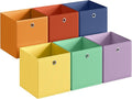 SONGMICS Storage Cubes, Set of 6 Odorless Foldable Storage Boxes, 10.2 x 10.2 x 11 Inches, Closet Organizers for Shelf, Rainbow Storage Bins, Colorful Fabric Bins for Bedroom, Living Room URFB226XA10