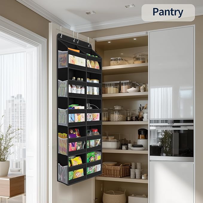 Yecaye 5-Tier Over The Door Organizer Dual-Column, 80lbs Load Over the Door Storage of 10 Compartments, Heavy Duty Extra Large Door Organizer Hanging for Bedroom Closet Nursery Bathroom Pantry, Black