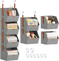 Hanging Closet Organizer 4 Tier - Clothes Hanging Shelves, Space-Saving Closet System, Fabric Storage Bins Bedroom Organization, Collapsible Baskets for Home, Dorm, Rv, Grey