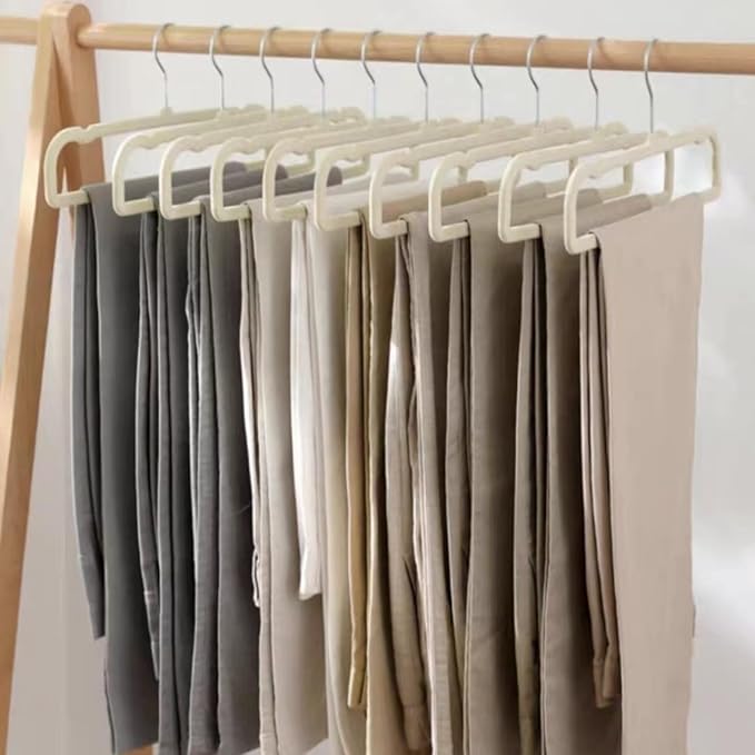 Pants Hangers Non Slip - 20 Pack Velvet Hangers for Closet - Thin Space Saving Clothes Hanger - Strong, Durable, Perchas Terciopelo with 360° Rotatable Hook for Jean, Tank Top, Bra, Shorts (Beige)