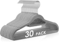 Velvet Hangers Non Slip Felt Hangers, 30 Pack Grey Velvet Clothes Hangers Space Saving Slim with 360 Degree Swivel Hook for Suits Coats, Jackets, Pants, and Dress Clothes