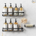 Shower Caddy, 3 Pack Shower Shelves for Inside Bathroom, Rustproof Adhesive Bathroom Organizer with Soap Holder, No Drilling Washroom Organizers and Storage for Bathtub Room/Kitchen/Home, Black