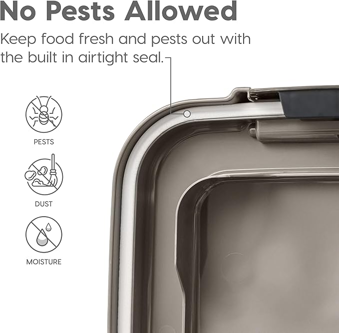 IRIS USA 30 lbs & 11 lbs Combo Airtight Dog Food Storage Container, Stackable Treat Box, 2-Cup Scoop, Wheels, Keep Fresh, Easy Mobility, Silver