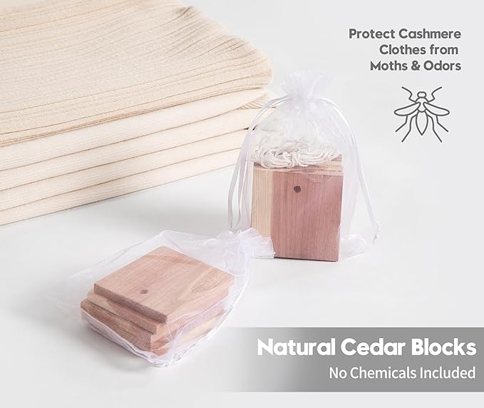 Beveetio 2-Pack Cashmere Sweater Storage Bags with Natural Cedar Blocks, Breathable Clothes Storage Bag with Mesh Window & Handles, Foldable Closet Garment Storage for Cashmere, Wool & Knitwear