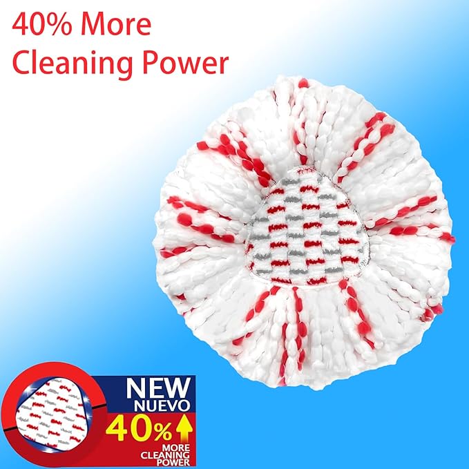 2 Pack Mop Heads Replacements - 40% More Cleaning Power, Spin Mop Heads Replacements for O Cedar Easy Wring 1-Tank System, Deep Cleaning, Microfiber and Machine Washable