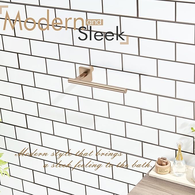 KOKOSIRI Bathroom Towel Bar Hand Towel Holders Wall Mount Toilet Kitchen Cabinet Paper Holder Stainless Steel Bath Hardware Champagne Bronze, B3008CPG