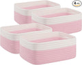 OIAHOMY 4 Pack Storage Baskets for Organizing, Small Bins for Shelves, Cute Decorative Storage Bins, Organizer Baskets for Gifts Empty, 11.8''Lx7.8''Wx4.7''H, Pink/White