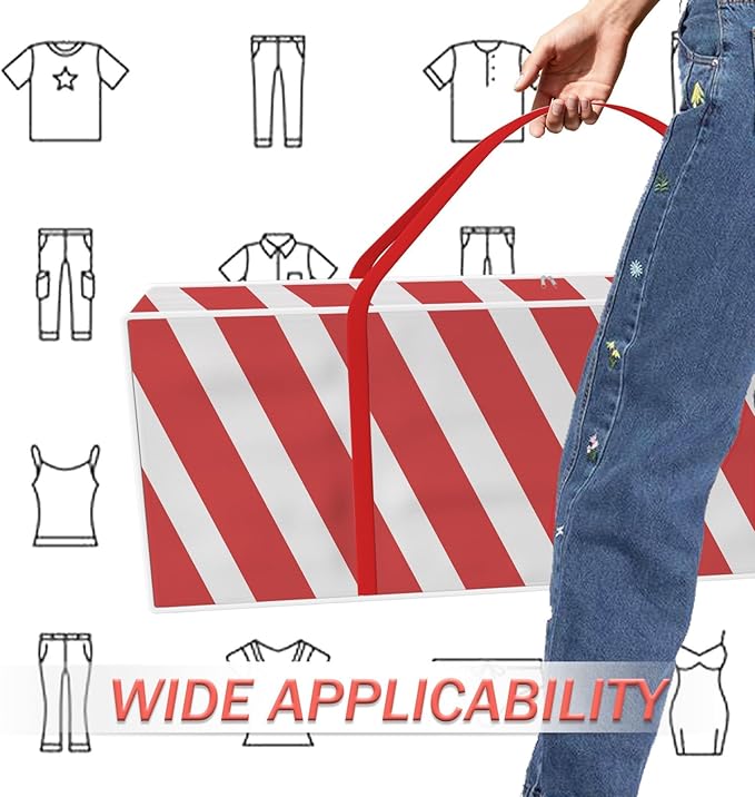 Safana Wrapping Paper Organizer Storage Bag, 42" Durable 600d Oxford Wrapping Organizer Box Under Bed Storage Containers for Decorations Paper Rolls, Ribbons, Balls, Bows (Red Stripe)