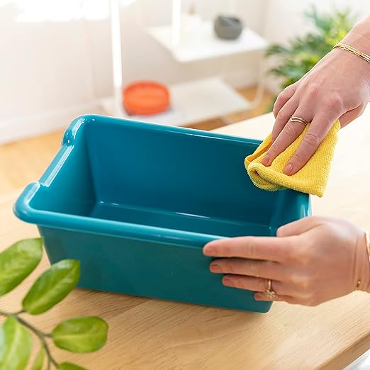 ECR4Kids Scoop Front Storage Bins, Multipurpose Organization, Turquoise, 10-Piece