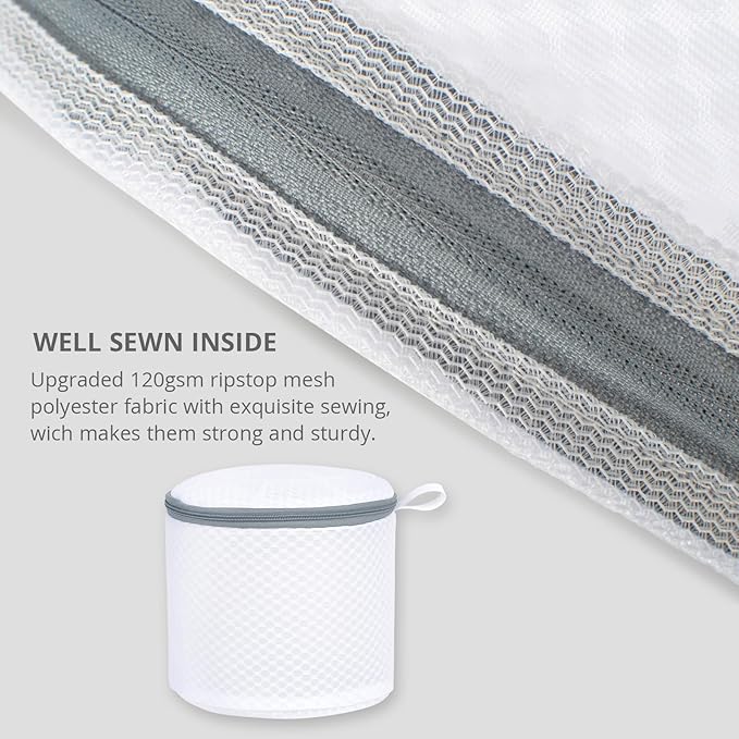 3 Pack Mesh Laundry Bags for Delicates, Mesh Bra Bags with Hanging Loop, 6 x 7 Inches Lingerie Bags for Laundry