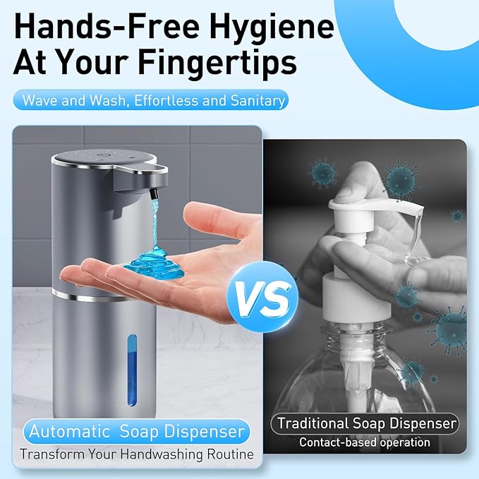 Automatic Soap Dispenser Touchless Automatic Liquid Soap Dispenser 4 Adjustable 1500mAh Soap Dispensing Levels Wall Mount for Kitchen and Bathroom