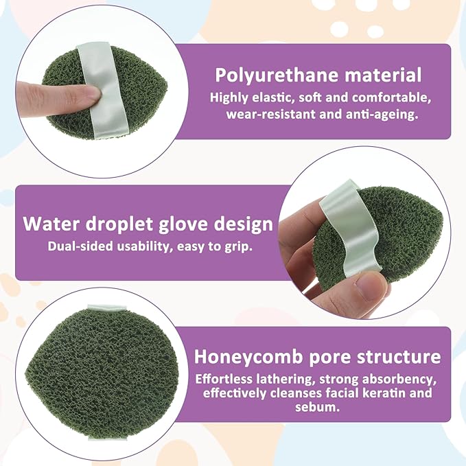 9Pcs Face Sponges for Cleansing, Reusable Exfoliating Facial Sponge Soft Face Wash Sponge for Faces Daily Cleansing, Deep Cleanse and Dead Skin Removal