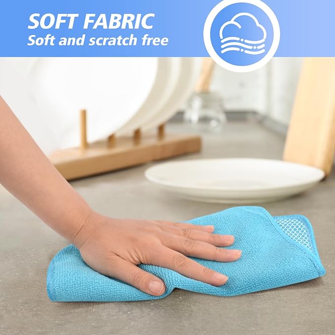 KinHwa Kitchen Washcloths for Dishes Absorbent Microfiber Dish Cloths Quick Dry Dish Rags with Poly Scour Scrub Side Ideal for Kitchen Cleaning (Mixing Colors #2, 9inchx9inch 9 Pack)