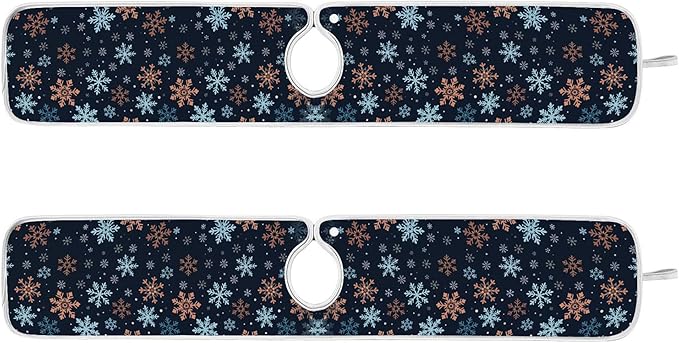 2 Pack Faucet Splash Catcher Orange Snowflake Sink Mat for Faucet Absorbent Kitchen Splash Guard Drip Catcher for Farmhouse Barthroom Bar, S