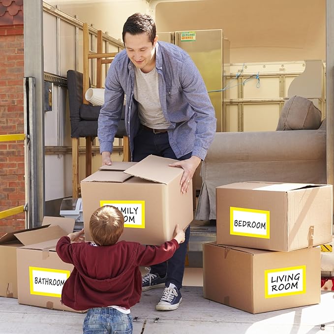 6 x 4 inch Large Moving Labels for Boxes, Blank Moving Boxes Labels Stickers, 160pcs 8 Color Coded Moving Stickers Packing Labels Stickers for Home Organization Projects, Kitchen, Storage Bins, Yellow