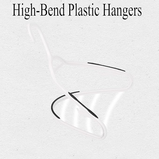 ISHUNAHOME Plastic Hangers 50 Pack - Non Slip Clothes Hangers,Holds up to 18 lbs, Slim Space Saving Hangers for Suit,Dress,t Shirts,Blouse,Coats, Pants (White)