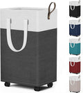 HomeHacks 75L Waterproof Rolling Laundry Hamper - Collapsible Clothes Basket with 4 Wheels for Bathroom, Laundry Room & Dorm, Easy-Clean PEVA Lining, Space-Saving Design(Gray)