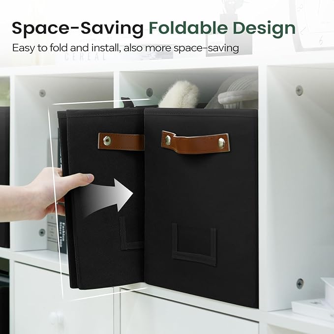 6-Pack Storage Cubes with Handles & Label Holders Basket, Closet Cube Home Organizer Bins(Black, 10.5*10.5*11 inch)