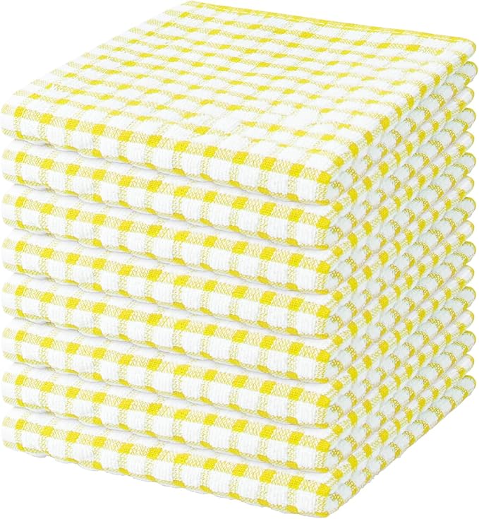 Nialnant 8 Pcs Kitchen Dish Rags,100% Cotton Kitchen Towels Soft Absorbent Quick Drying Dish Cloths for Washing Dishes,Cleaning rags-11 x 11In Yellow