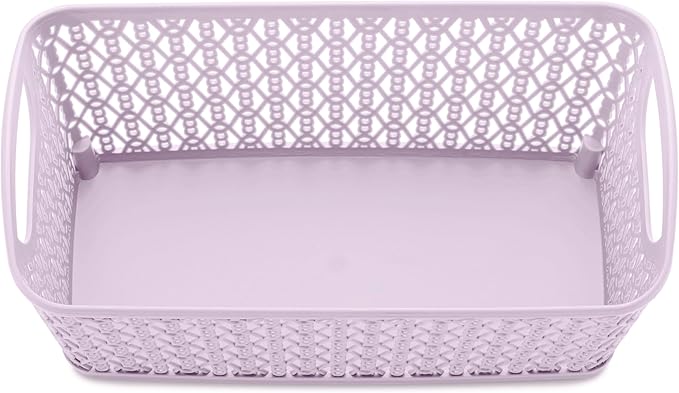 Whitmor Resin Rectangular Tote Bag, with Link Stitch Design, lilac Stylish & Durable for Daily Use, Shopping & Organization, 6 Pack