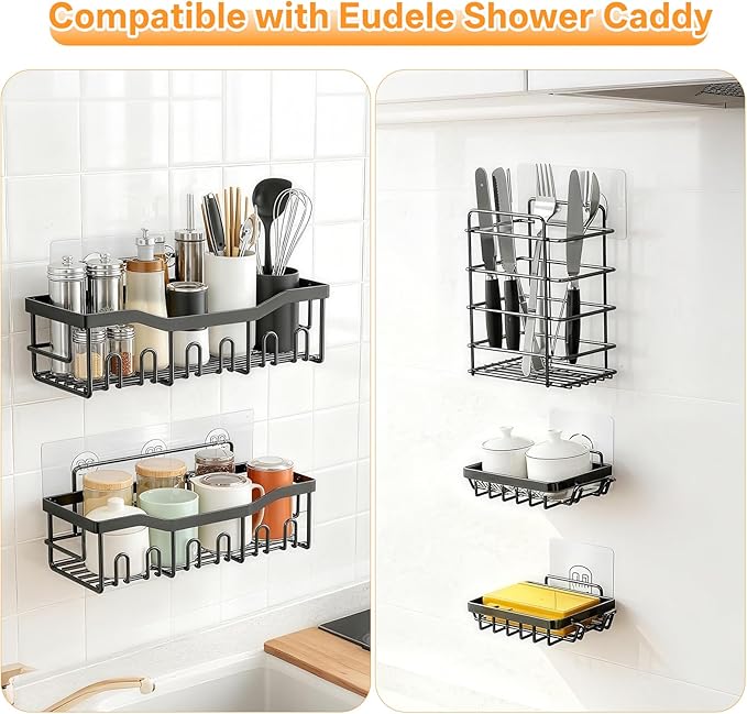Vekniqo Adhesive Replacement Compatible with Eudele-3 Hooks,No Drilling, Strong Adhesive for Shower Caddy Big,9 Packs