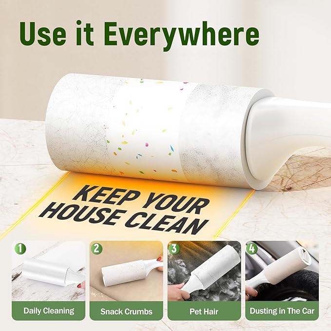 Beitophome Lint Roller Refills Only, 600 Sheets Lint Rollers with Tough Paper, Ideal for Dog and Cat Hair Removal, Lint Rollers Mega Value Set for Clothes, Carpet & Dust Cleaning