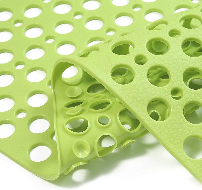 Mantto Nonslip Bathtub Mat Extra Soft TPE Bath Mat for Kids, Machine Washable Bathroom Shower Mat, Smooth/Non-Textured Tubs Only, 30L x 17W Inch (Green)