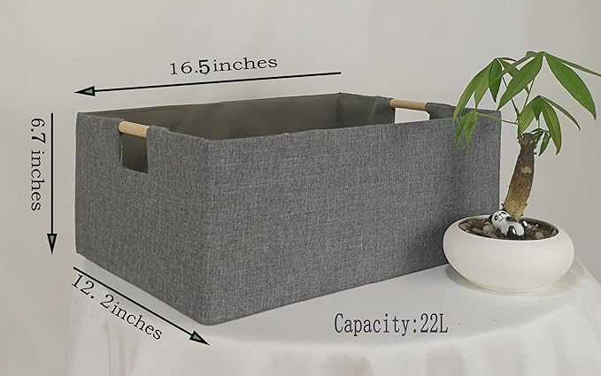 Storage Bin for Shelves Rectangle Closet Baskets Foldable Box with Handles Gray Shelf Baskets Toy Boxes for Home Office Car Dormroom
