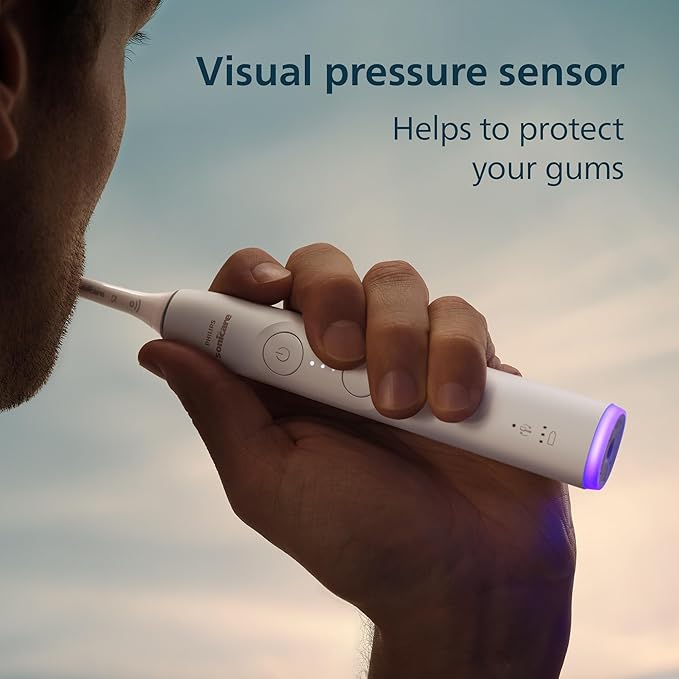 Philips Sonicare 6700 Series Electric Toothbrush - Next-Generation Sonicare Technology, Pressure Sensor, 9 Brushing Settings, SmarTimer, BrushPacer, 21-Day Runtime, Travel Case, White, HX7410/07