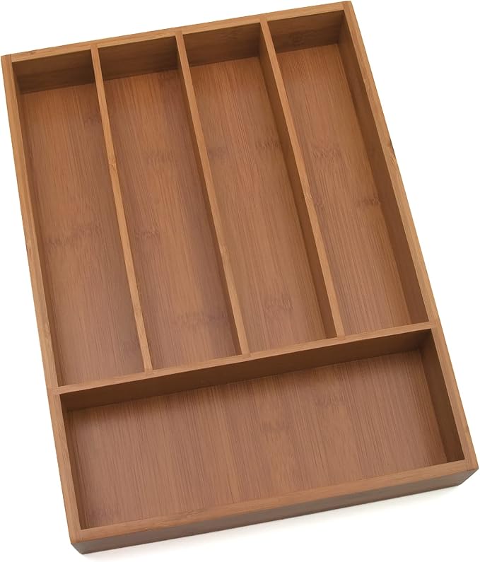Lipper Bamboo Wood Flatware Organizer, 10 1/2" x 14" x 2" (Pack of 2)