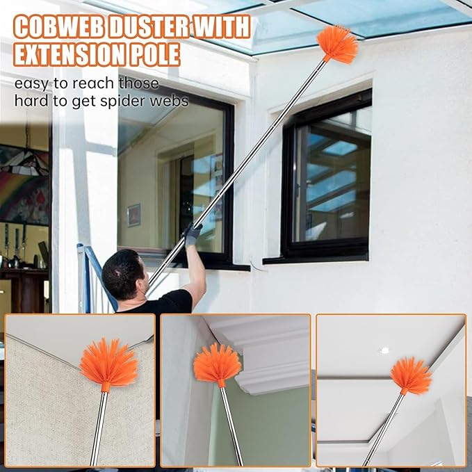 Ceiling Fan Cleaner Duster with 60 inch Extension Pole, Dusters for Cleaning High Ceiling Fan Blades, Dusters Kit with Storage Bag, Cleaning Tools for Families (14pcs)