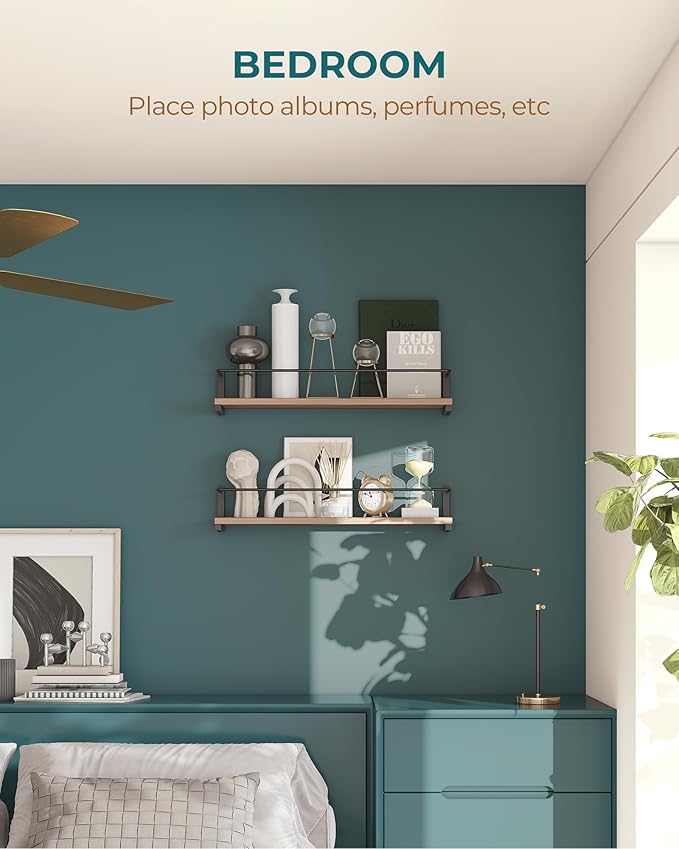 OROPY Spice Rack Wall Mounted, Rustic Wood Hanging Rack for Over The Stove, Kitchen Wall, 2 Pack | Hanging Rack, for Over The Stove, Kitchen Wall