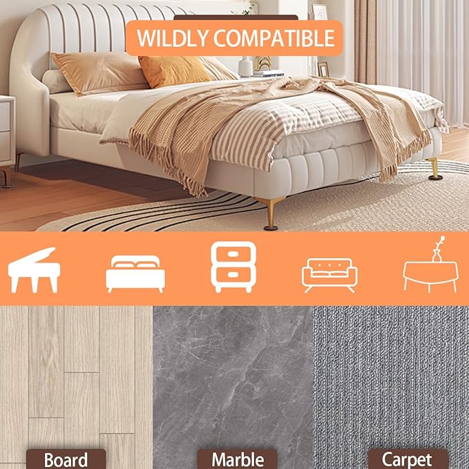 Furniture Coasters Non-Slip Bed Leg Pads Round Rubber Anti Sliding Caster Cups for Hardwood Floors Brown 16PCS 2.5inch