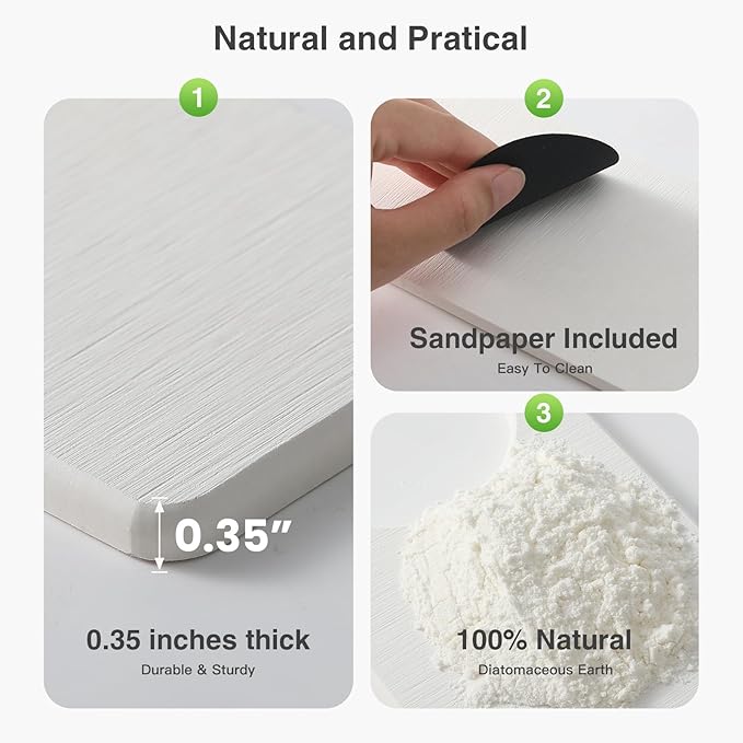 15.8" x 4" Stone Faucet Mat for Kitchen Sink, Quick Drying Diatomite Sink Tray, Faucet Sink Splash Guard for Prevents Moisture Buildup (White)
