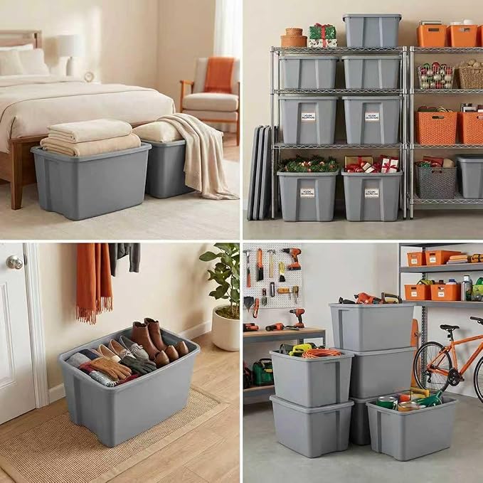 （2-Pack） 120QT Large Plastic Storage Box with a Detachable Lid, Suitable for use in Homes, Offices, Garages. The Storage Boxes can be Stacked for Organizing and Dust-Proof Storage.