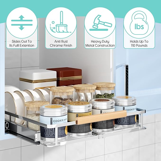 jkxoo 2Pack Expandable Pull Out Cabinet Organizer, Adjustable Width:23.2~39.9''W x 22.5''D Under Sink Organizer, Drawer Storage Shelves for Kitchen, Bathroom, Closet, Pantry, Cupboard, Pots, Pans