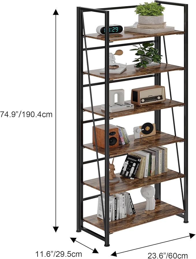 BHG Vintage Multifunctional Folding Bookshelf, No-Assembly Plant Stand Storage Rack Shelves for Home Office